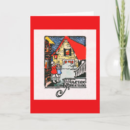 Cartão de Natal de bloco de madeira de 1926