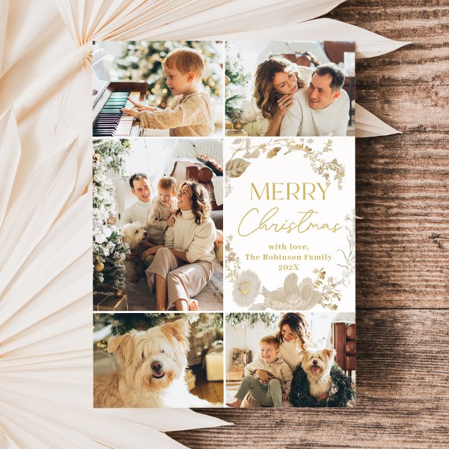 Cartão de Natal de Boho Dourado da Terra Minimalis (Criador carregado)