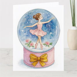 Cartão de Natal de Bola de Neve com Bailarina