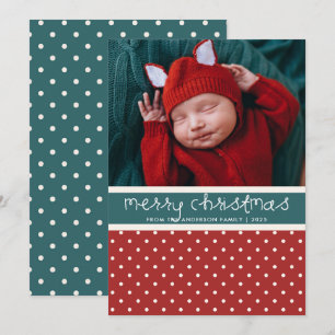 Cartão de Natal de Bolinhas Vermelho e Verde