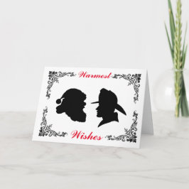 Cartão de Natal de Bombeiro Silhouette e Papais no