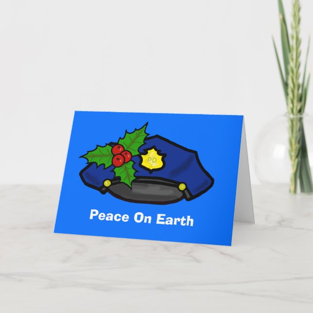 Cartão de Natal de Boné da Polícia para Personaliz (Frente)