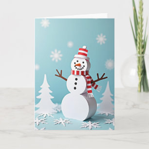 Cartão de Natal de Boneco de Neve de Papel Alegria