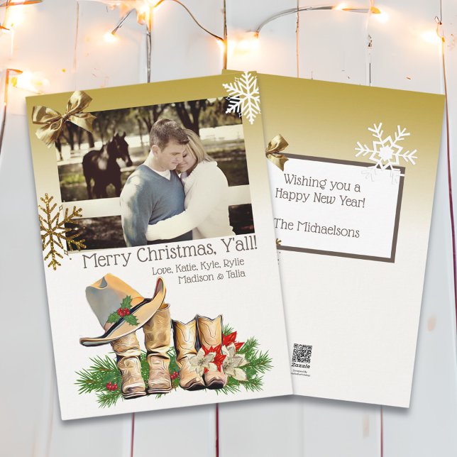 Cartão de Natal de Boots do Country e Western Cowb (Criador carregado)