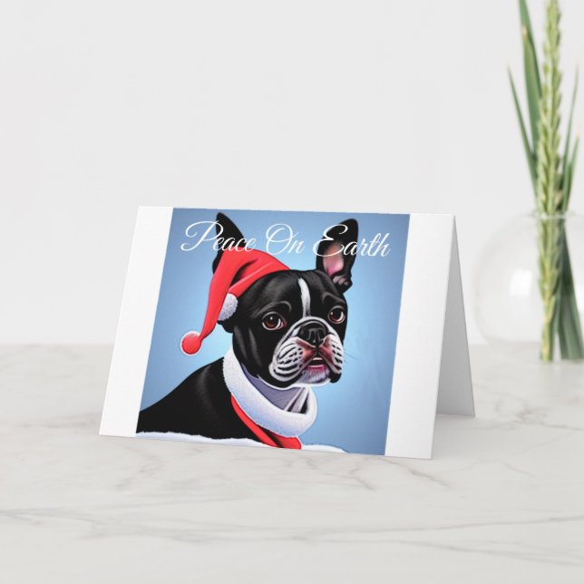 Cartão de Natal de Boston Terrier (Frente)