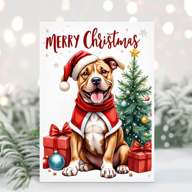 Cartão de Natal de Cachorro Cachorro Aquarela (Boxer Christmas Card)