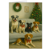 Cartão de Natal de Cachorro de Férias Elegante