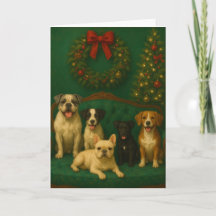 Cartão de Natal de Cachorro de Férias Elegante