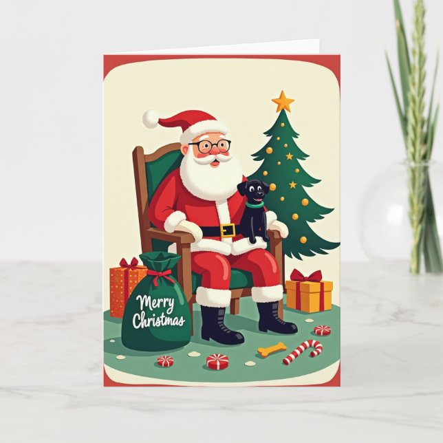 Cartão de Natal de Cachorro Figura Alegre (Frente)