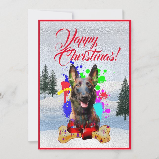 Cartão de Natal de Cachorro Malinois Engraçado Per (Frente)