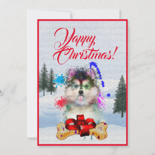 Cartão de Natal de Cachorro Pomsky Engraçado Perso