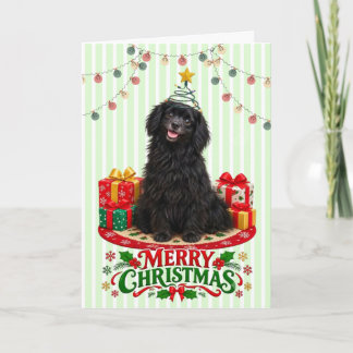 Cartão de Natal de Cachorro Preto Fofo
