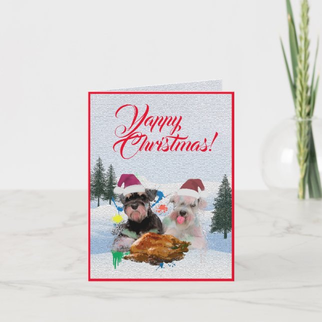 Cartão de Natal de Cachorro Schnauzer Fácil de Per (Frente)