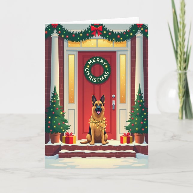 Cartão de Natal de Cachorro Vibrante (Frente)