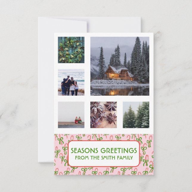 Cartão de Natal de Canas Doces com FOTOS PERSONALI (Frente)