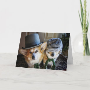 Cartão de Natal de cantores de Natal Corgi