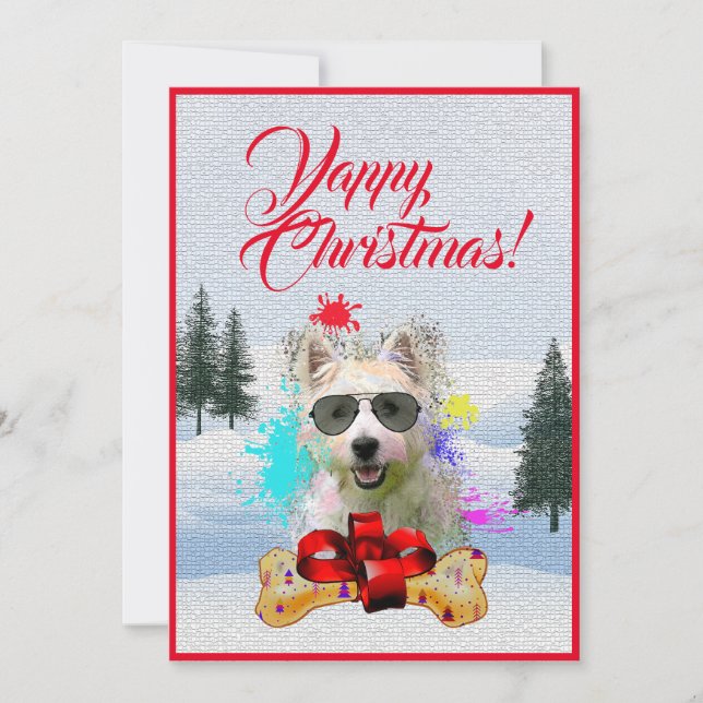 Cartão de Natal de Cão Engraçado Personalizável (Frente)