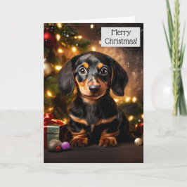Cartão de Natal De Cão Para Cachshund