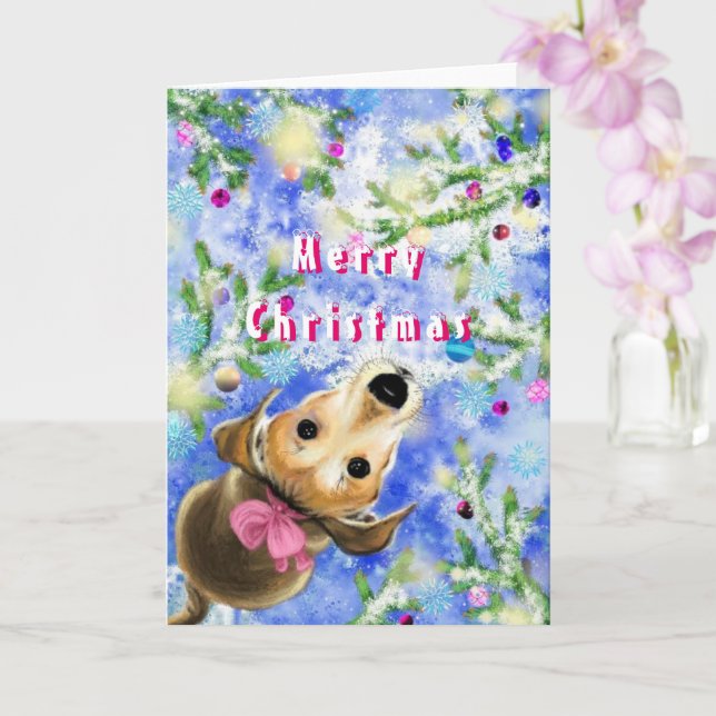 Cartão de Natal de Cão Pet Bonito (Orquídea)