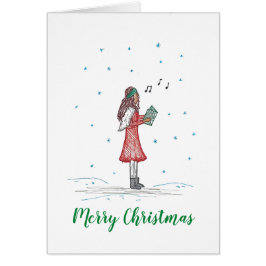 Cartão de Natal de Caroler Bonito e Simples