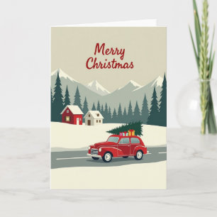 Cartão de Natal de Carro Antigo
