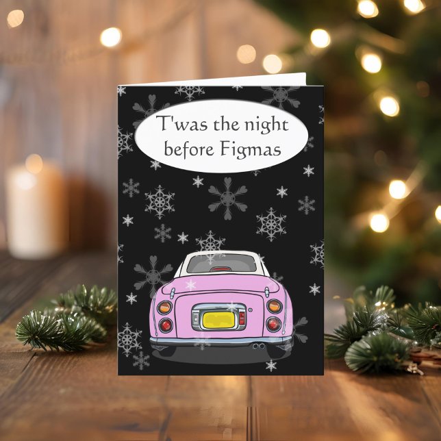 Cartão de Natal de Carro Pink Figaro (Happy Fig-mas! A fun figgy themed christmas card to send to your car! (or your figgy loving friends))