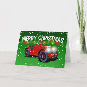 Cartão de Natal de Carro vintage britânico de 1930