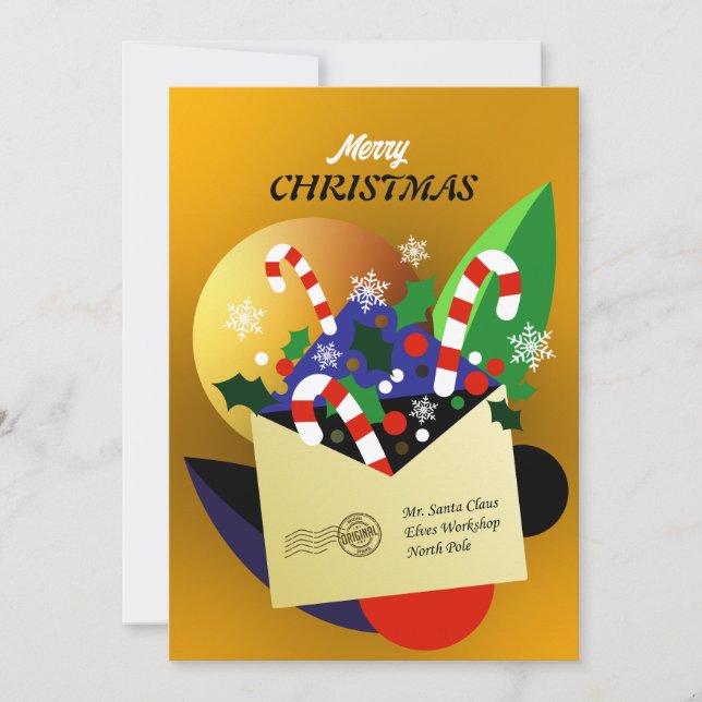Cartão de Natal de Carta de Ouro para o Papai Noel (Frente)
