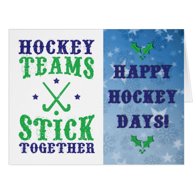 Cartão de Natal de Cartão de Férias de Hóquei em C (Frente horizontal)