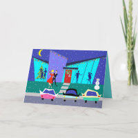 Cartão de Natal de Cartoon de Férias Retro