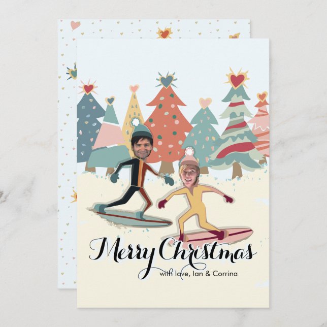 Cartão de Natal de Casal de Neve (Frente/Verso)