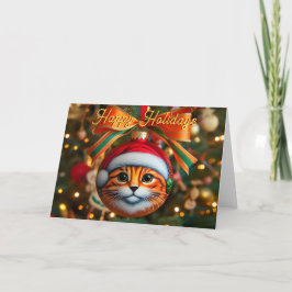 Cartão de Natal de Cat Tabby Laranja