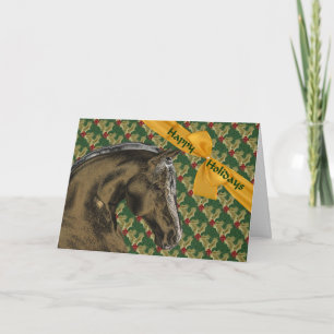 Cartão de Natal De Cavalo E Holly