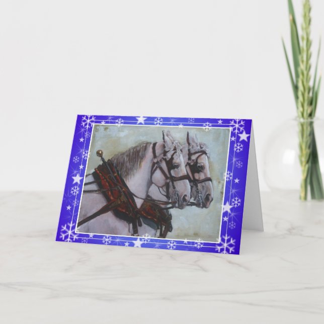 Cartão de Natal de Cavalo Percheron Draft (Frente)