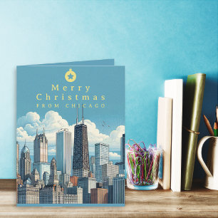 Cartão de Natal de Chicago Adicionar Foto Dobrado
