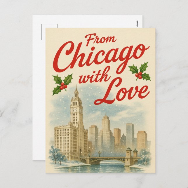 Cartão de Natal de Chicago com Amor (Frente/Verso)