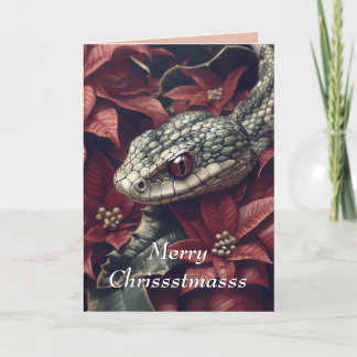 Cartão de Natal de cobra e Poinsettia