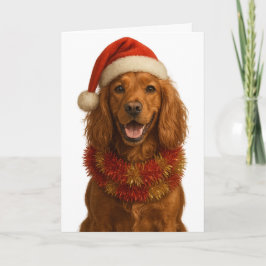 Cartão de Natal de Cocker Spaniel dourado/vermelho