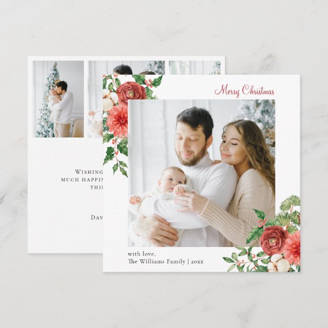 Cartão de Natal de Colagem de Fotografias 4 (Frente/Verso)