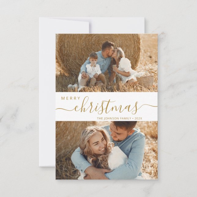 Cartão de Natal de Colagem de Fotografias do Scrip (Frente)