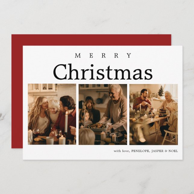 Cartão de Natal de Colagem Elegante Simples (Frente/Verso)