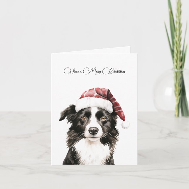 Cartão de Natal de Collie de Fronteira Personaliza (Frente)