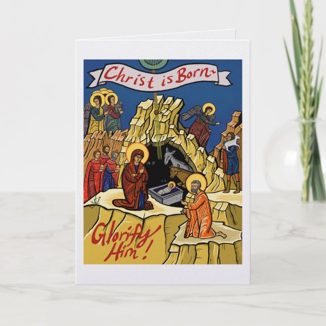 Cartão de Natal de Concepção Cristã Ortodoxa (Frente)