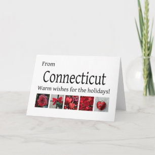 Cartão de Natal de Connecticut com ornamentos