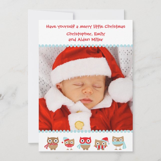 Cartão de Natal de Coruja Bonita (Frente)