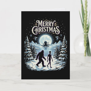 Cartão de Natal de Criptídeo Bigfoot Alien OVNI Ct