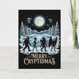 Cartão de Natal de Criptozoologia Pé-grande Alien