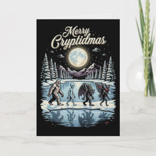 Cartão de Natal de Criptozoologia Pé Grande Alien