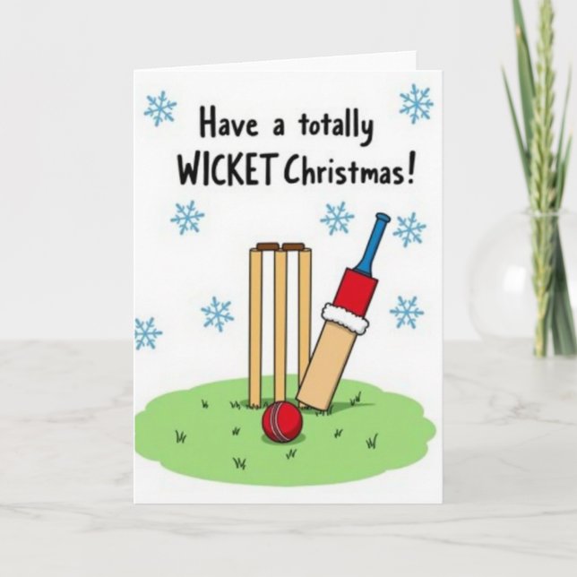 Cartão de Natal de Críquete Wicket (Frente)