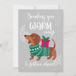 Cartão de Natal de Dachshund Fofinho "Abanos Quent